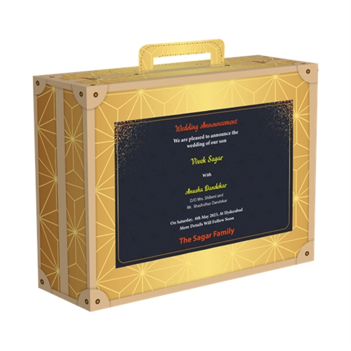 Wedding Announcement Gift Box Gradient Finish Suitcase Style